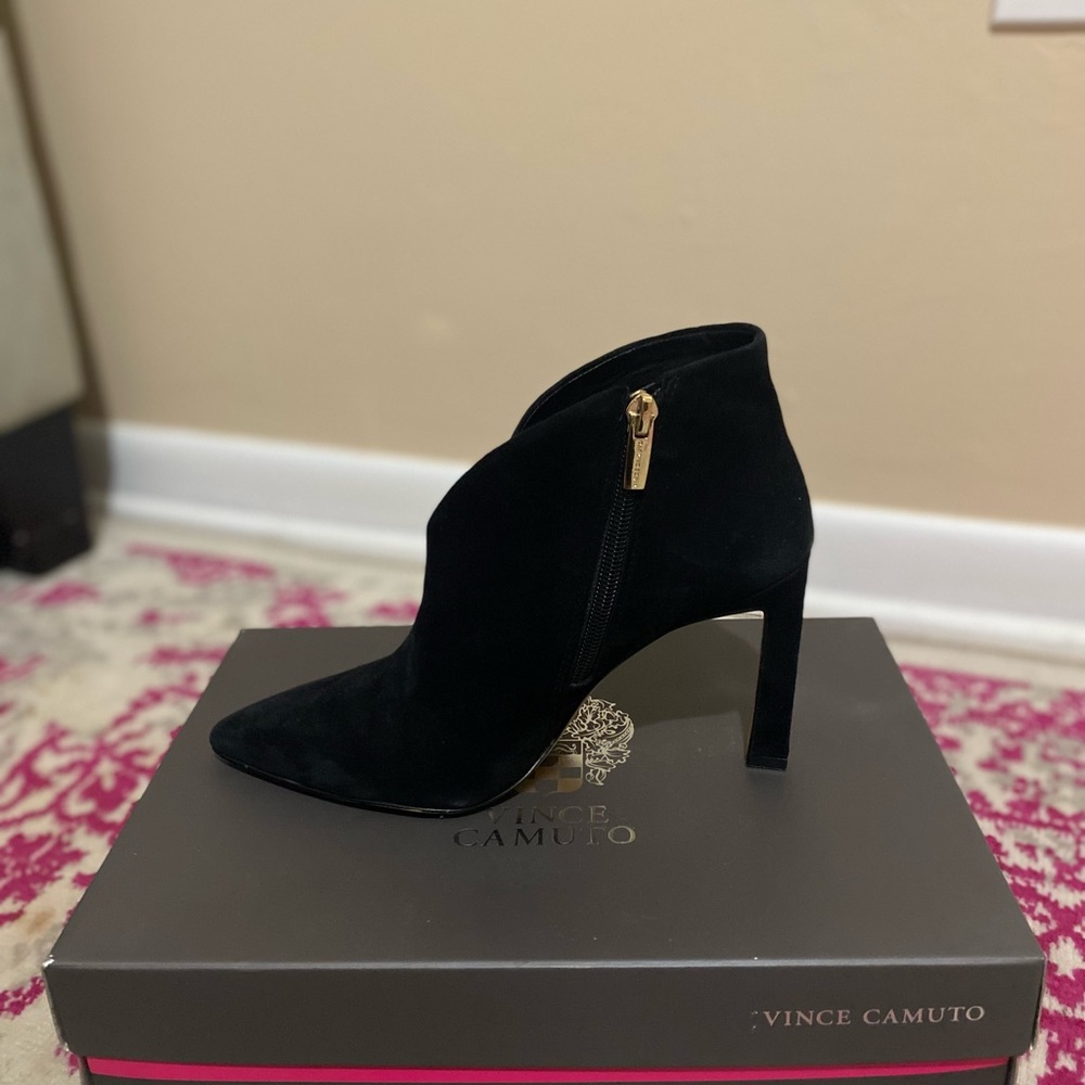 Vince Camuto black suede booties, size 7.5